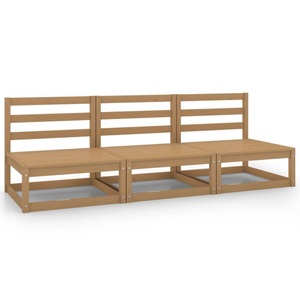 vidaXL, vidaXL Garten-Mittelsofas 3 Stk. Honigbraun Massivholz Kiefer