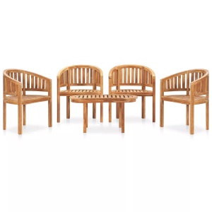 vidaXL, vidaXL 5-tlg. Garten-Lounge-Set Massivholz Teak, vidaXL 5-tlg. Garten-Lounge-Set Massivholz Teak