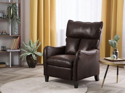 Beliani, Beliani Sessel Kunstleder braun verstellbar ROYSTON, Beliani - Sessel aus Kunstleder Retro ROYSTON, One Size, Erdbraun