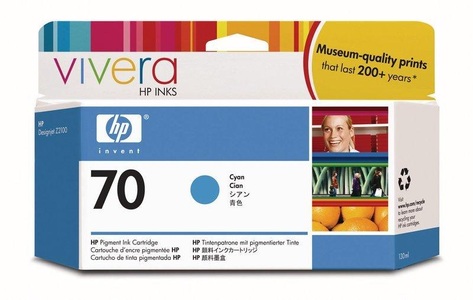Hp, HP 70 Cyan DesignJet Druckerpatrone, 130 ml, Hewlett Packard Tintenpatrone, blau, No.70, C9452A, (130ml)