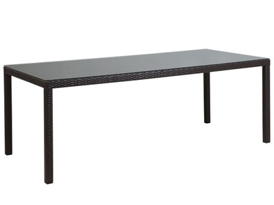 Beliani, Gartentisch Rattan dunkelbraun 220 x 100, Beliani - Gartentisch aus PE Rattan Klassisch ITALY, One Size, Erdbraun