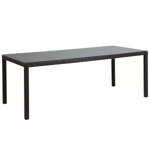 Beliani, Gartentisch Rattan dunkelbraun 220 x 100, Beliani - Gartentisch aus PE Rattan Klassisch ITALY, One Size, Erdbraun