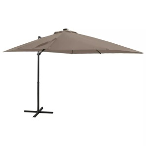 vidaXL, vidaXL Ampelschirm mit Mast und LED-Leuchten Taupe 250 cm, vidaXL Ampelschirm mit LED-Beleuchtung 250 cm Taupe