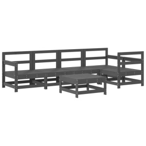 vidaXL, vidaXL 6-tlg. Garten-Lounge-Set Grau Massivholz Kiefer, vidaXL 6-tlg. Garten-Lounge-Set Grau Massivholz Kiefer