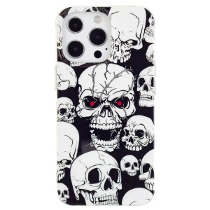 Cover-Discount, iPhone 15 Pro Max - Nachtleuchtende Silikon Hülle Totenkopf, Cover-Discount - iPhone 15 Pro Max Nachtleuchtende Silikon Hülle, Weiss