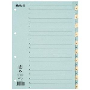 Biella, Kartonregister Taben Verstärkt, Teilung 1-20 - X 10 Unisex Blau A4, 