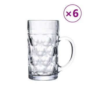 vidaXL, vidaXL Bierkrüge mit Henkel Glas 6 Stk. 1000 ml, vidaXL Bierkrüge mit Henkel Glas 6 Stk. 1000 ml