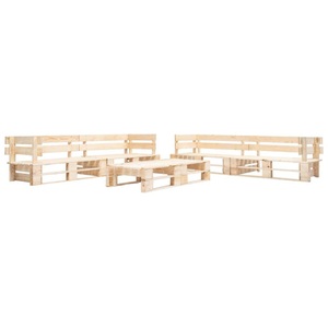 Diverse Hardware, 6-tlg. Garten-Paletten-Sofagarnitur Holz Natur, vidaXL 6-tlg. Paletten-Lounge-Set Holz Natur