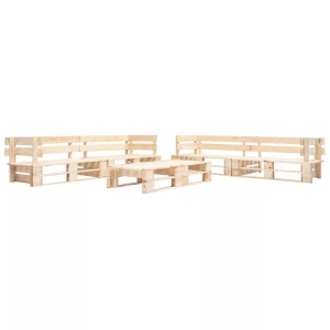 Diverse Hardware, 6-tlg. Garten-Paletten-Sofagarnitur Holz Natur, vidaXL 6-tlg. Paletten-Lounge-Set Holz Natur