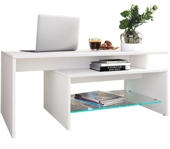VCM, Holz Couchtisch Pilas Holz Couchtisch Pilas, MID.YOU Couchtisch in holzwerkstoff 100/52/37 cm , Pilas , Weiss , 52x37 cm , melaminharzbeschichtet,Nachbildung , offenes Fach , 000657025501