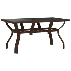 vidaXL, vidaXL Gartentisch Braun und Schwarz 140x70x70 cm Stahl und Glas, vidaXL Gartentisch Braun und Schwarz 140x70x70 cm Stahl und Glas