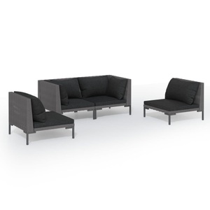 vidaXL, vidaXL 4-tlg. Garten-Lounge-Set mit Kissen Poly Rattan Dunkelgrau