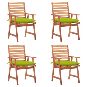 vidaXL, vidaXL Garten-Essstühle 4 Stk. mit Kissen Massivholz Akazie, vidaXL Garten-Essstühle 4 Stk. mit Kissen Massivholz Akazie