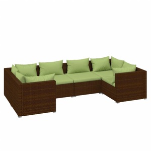 vidaXL, vidaXL 6-tlg. Garten-Lounge-Set mit Kissen Poly Rattan Braun