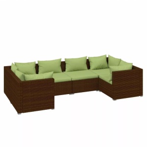 vidaXL, vidaXL 6-tlg. Garten-Lounge-Set mit Kissen Poly Rattan Braun
