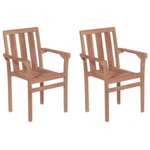 vidaXL, vidaXL Stapelbare Gartenstühle 2 Stk. Massivholz Teak, vidaXL Stapelbare Gartenstühle 2 Stk. Massivholz Teak