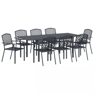 VidaXL - Garten essgruppe stahl, One Size, Grau