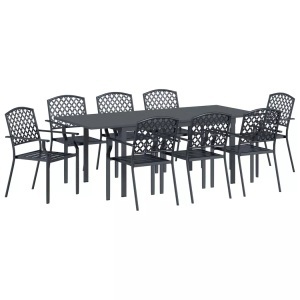 vidaXL, VidaXL - Garten essgruppe stahl, One Size, Grau