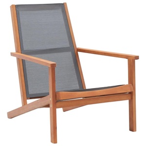 vidaXL, vidaXL Garten-Loungestuhl Grau Eukalyptus Massivholz und Textilene