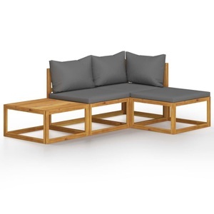 vidaXL, vidaXL 4-tlg. Garten-Lounge-Set mit Auflage Massivholz Akazie, VidaXL - Garten-lounge-set akazienholz, One Size, Grau