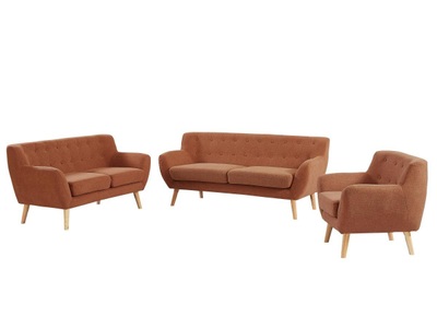 Vente-unique, Couchgarnitur 3+2+1 - Stoff - Orange - SERTI II Couchgarnitur 3+2+1 - Stoff - Orange - SERTI II, 