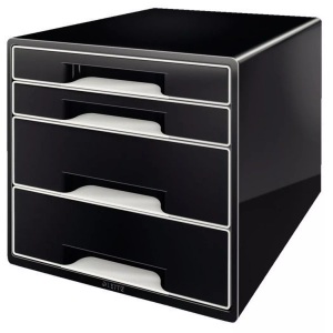 Leitz, Leitz Schubladenelement Wow Cube 4, Leitz Schubladenbox, CUBE 4, schwarz, 5252-10-95