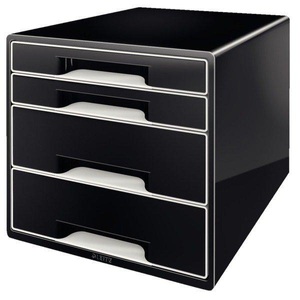 Leitz, Leitz Schubladenelement Wow Cube 4, Leitz Schubladenbox, CUBE 4, schwarz, 5252-10-95