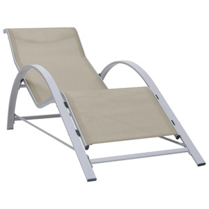 vidaXL, vidaXL Sonnenliege Textilene und Aluminium Cremeweiß, vidaXL Sonnenliege Textilene und Aluminium Cremeweiß