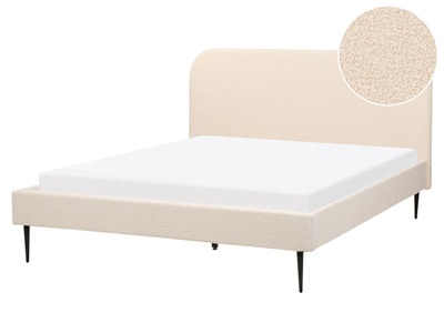 Beliani, Bett mit Lattenrost aus Bouclé Skandinavisch FLAYAT Bett mit Lattenrost aus Bouclé Skandinavisch FLAYAT