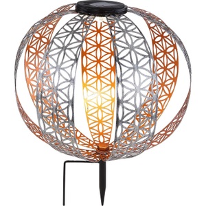 mutoni light, Solarleuchte Metall silberfarben 1xLED, Globo Solarleuchte , 33646 , Silberfarben, Goldfarben , Metall , 41 cm , 004558674001