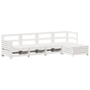 vidaXL, vidaXL 5-tlg. Garten-Sofagarnitur Weiß Massivholz Kiefer, vidaXL 5-tlg. Garten-Sofagarnitur Weiß Massivholz Kiefer
