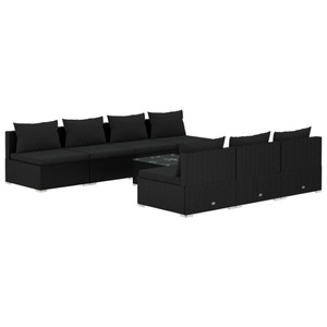 vidaXL, vidaXL 8-tlg. Garten-Lounge-Set mit Kissen Poly Rattan Schwarz, 