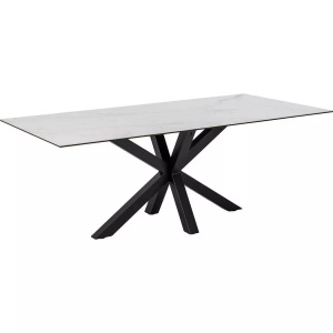 Micasa, Tisch FUSCO, Livetastic Esstisch in metall, keramik 200/100/75,5 cm , Heaven , Schwarz, Weiss , 100x75.5 cm , pulverbeschichtet , 001749012205