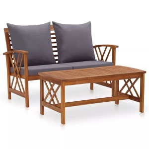 vidaXL, vidaXL 2-tlg. Garten-Lounge-Set mit Auflagen Massivholz Akazie, vidaXL 2-tlg. Garten-Lounge-Set mit Auflagen Massivholz Akazie