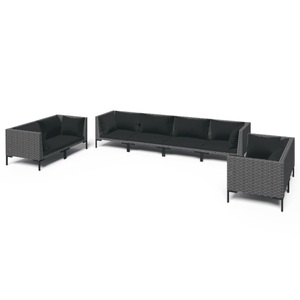 vidaXL, vidaXL 8-tlg. Garten-Lounge-Set mit Kissen Poly Rattan Dunkelgrau