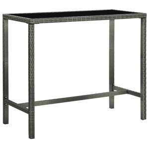 vidaXL, vidaXL Garten-Bartisch Grau 130x60x110 cm Poly Rattan und Glas, vidaXL Garten-Bartisch Grau 130x60x110 cm Poly Rattan und Glas