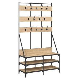 vidaXL, vidaXL Kleiderständer mit Schuhablage Sonoma-Eiche 100x40x184 cm, VidaXL - Kleiderständer holzwerkstoff, One Size, Braun