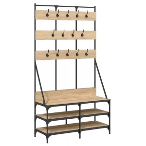 vidaXL, vidaXL Kleiderständer mit Schuhablage Sonoma-Eiche 100x40x184 cm, VidaXL - Kleiderständer holzwerkstoff, One Size, Braun