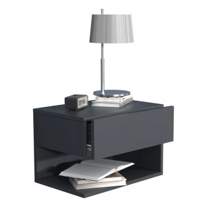 VCM, Holz Wandschublade Nachtschrank Wandboard Schublade Konsole Nachttisch Usal XL 45 cm Holz Wandschublade Nachtschrank Wandboard Schublade Konsole Nachttisch Usal XL 45 cm, VCM - Nachtschrank | Wandschublade Wandboard Nachttisch Maße ca. H. 30 x B. 45 T. 32 cm Usal XL cm, 45cm, Anthrazit
