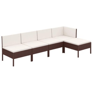 vidaXL, vidaXL 5-tlg. Garten-Lounge-Set mit Auflagen Poly Rattan Braun
