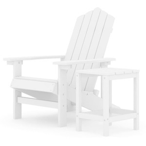 vidaXL, vidaXL Adirondack-Gartenstuhl mit Tisch HDPE Weiß, vidaXL Adirondack-Gartenstuhl mit Tisch HDPE Weiß