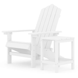 vidaXL, vidaXL Adirondack-Gartenstuhl mit Tisch HDPE Weiß, vidaXL Adirondack-Gartenstuhl mit Tisch HDPE Weiß