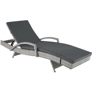 TecTake, Rattan Sonnenliege Océane Rattan Sonnenliege Océane, Tectake - Aluminium Rattan Sonnenliege Océane, One Size, Perlgrau