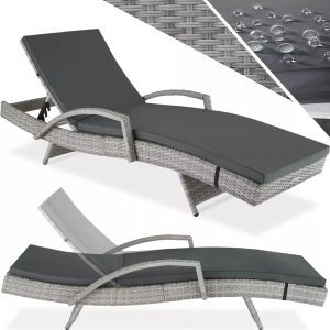 TecTake, Rattan Sonnenliege Océane Rattan Sonnenliege Océane, Tectake - Aluminium Rattan Sonnenliege Océane, One Size, Perlgrau