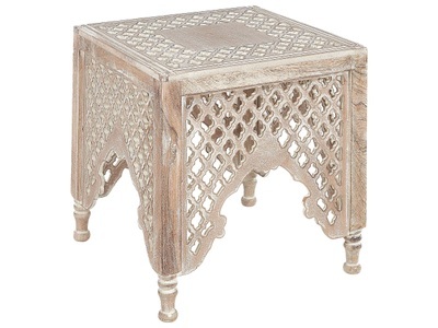 Beliani, Beistelltisch aus Mango Holz Boho KADMA Beistelltisch aus Mango Holz Boho KADMA, Beliani - Beistelltisch aus Mango Holz Boho KADMA, One Size, Light Beige