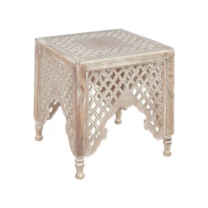 Beliani, Beistelltisch aus Mango Holz Boho KADMA Beistelltisch aus Mango Holz Boho KADMA, Beliani - Beistelltisch aus Mango Holz Boho KADMA, One Size, Light Beige