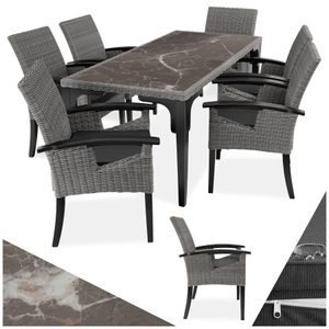 TecTake, Rattan Tisch Foggia mit 6 Stühlen Rosarno Rattan Tisch Foggia mit 6 Stühlen Rosarno, 