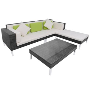 Diverse Hardware, 4-tlg. Garten-Lounge-Set mit Auflagen Poly Rattan Schwarz, vidaXL 4-tlg. Garten-Lounge-Set mit Auflagen Poly Rattan Schwarz