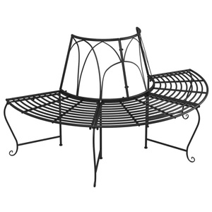 vidaXL, vidaXL Baumbank Halbrund Ø159 cm Schwarz Stahl, 