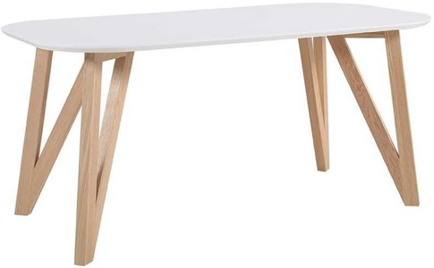 mutoni casual, Esstisch 160x90x76cm weiss Eiche, SalesFever Esstisch, Haarnadelbeine aus massiver Eiche